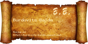 Burdovits Balda névjegykártya